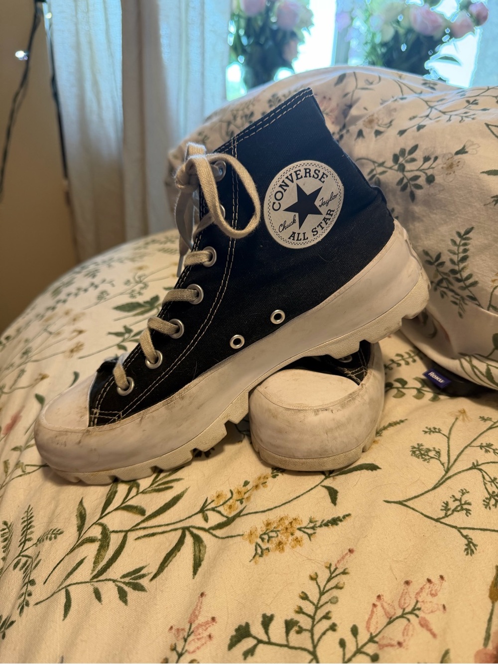 Converse Black and White High-Top Platform Sneakers